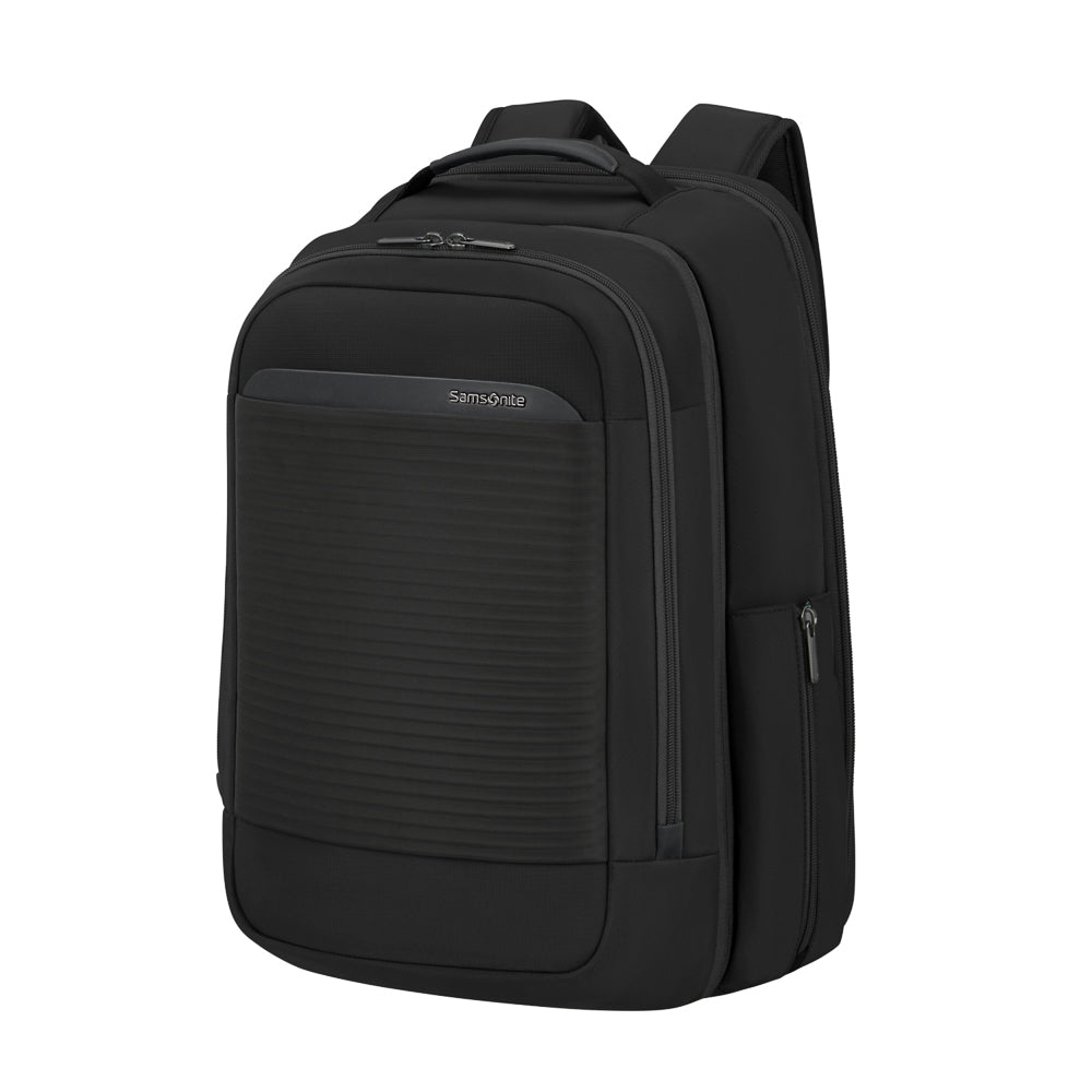 Samsonite Luggage 2 In 1 Travel Backpack in black, featuring adjustable straps and multiple compartments for convenience.