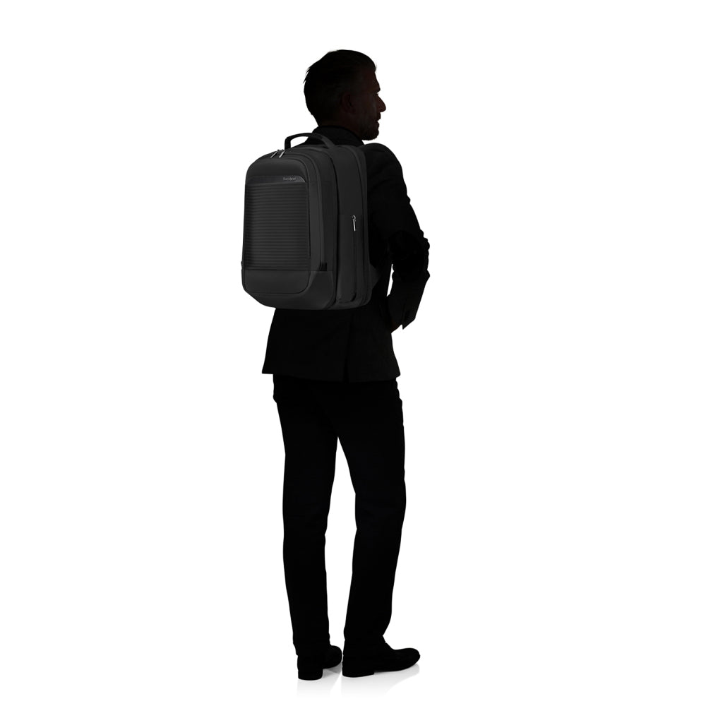 Samsonite Paralux 2 in 1 travel backpack in black, featuring adjustable straps and spacious compartments for convenience.