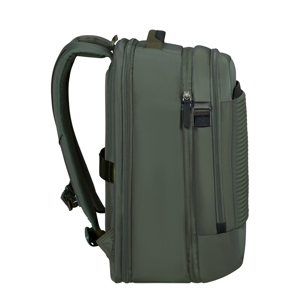 Olive Samsonite Luggage 2 in 1 Travel Backpack with adjustable straps and multiple compartments for versatile use.