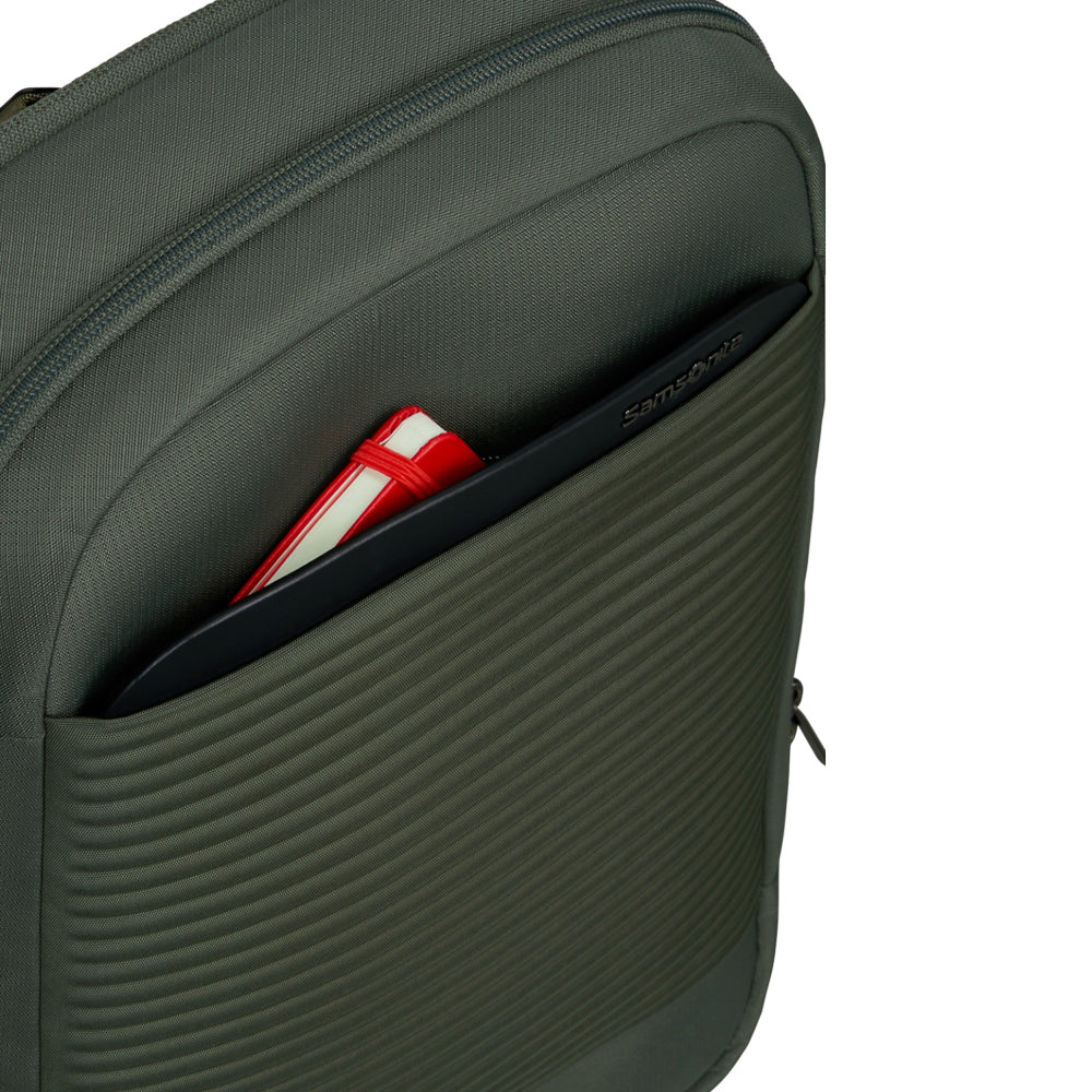 Olive Samsonite Luggage 2 In 1 Travel Backpack with adjustable straps and multiple compartments for versatile use.