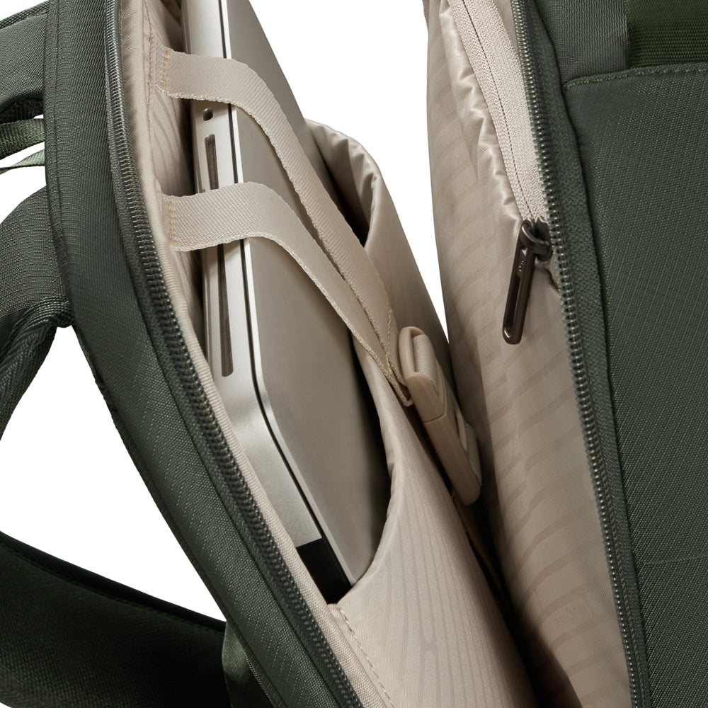 Olive Samsonite Luggage 2 In 1 Travel Backpack featuring adjustable straps and multiple compartments for versatile use.