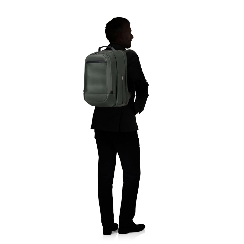 Olive green Samsonite 2 in 1 travel backpack with adjustable straps and multiple compartments for versatile use.