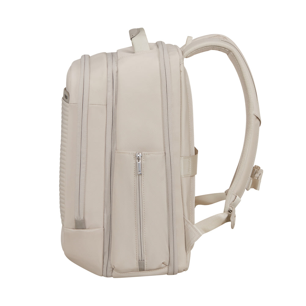Samsonite Paralux 2 In 1 Travel Backpack in white, featuring adjustable straps and multiple compartments for organization.