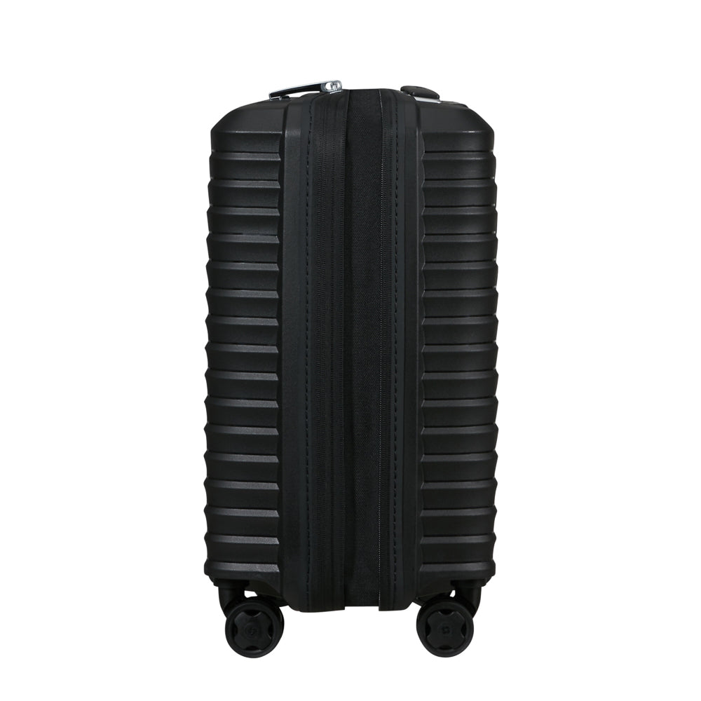 Samsonite Upscape 45cm black 4 wheel underseater suitcase with smooth wheels and compact design for cabin luggage.