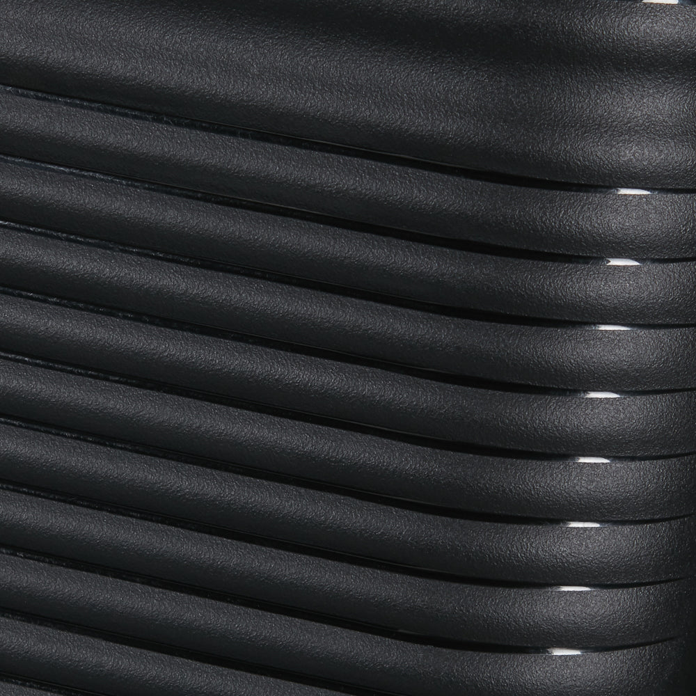Samsonite 55cm black cabin suitcase with front pocket, showcasing durable design and sleek style for travel convenience.