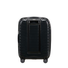 Samsonite Proxis 55cm black carry-on suitcase with easy access zipper and durable design for cabin luggage.