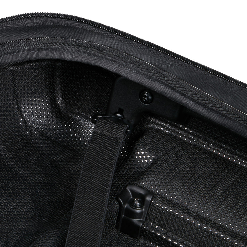 Samsonite Proxis 55cm carry-on suitcase in black, featuring easy access and a sleek design for cabin luggage.