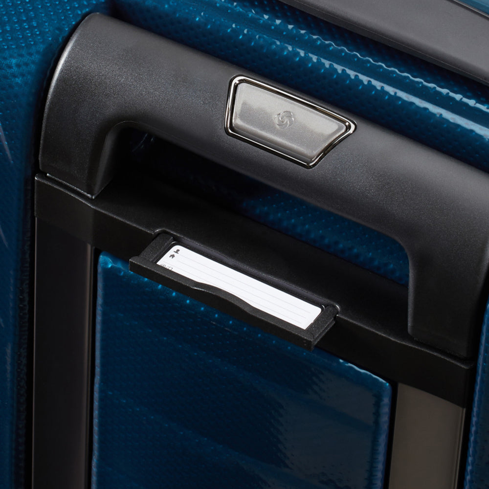 Petrol blue 55cm Proxis carry-on suitcase with easy access features and sturdy wheels for convenient cabin travel.