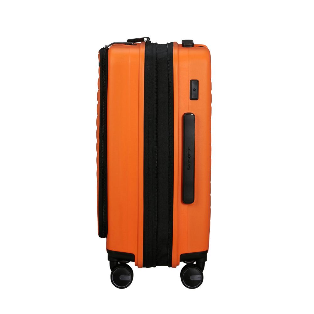 55cm Easy Access Cabin Suitcase in papaya color by Samsonite, showcasing sleek design and practical features.