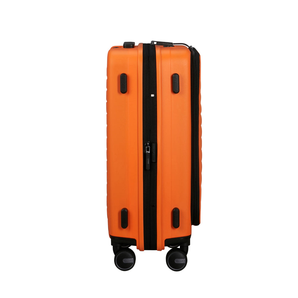 Samsonite 55cm Easy Access Cabin Suitcase in papaya color, featuring a sleek design and durable exterior.