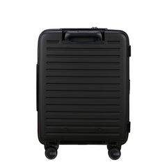Samsonite 55cm Easy Access Cabin Suitcase in black, showcasing its sleek design and convenient carry handles.