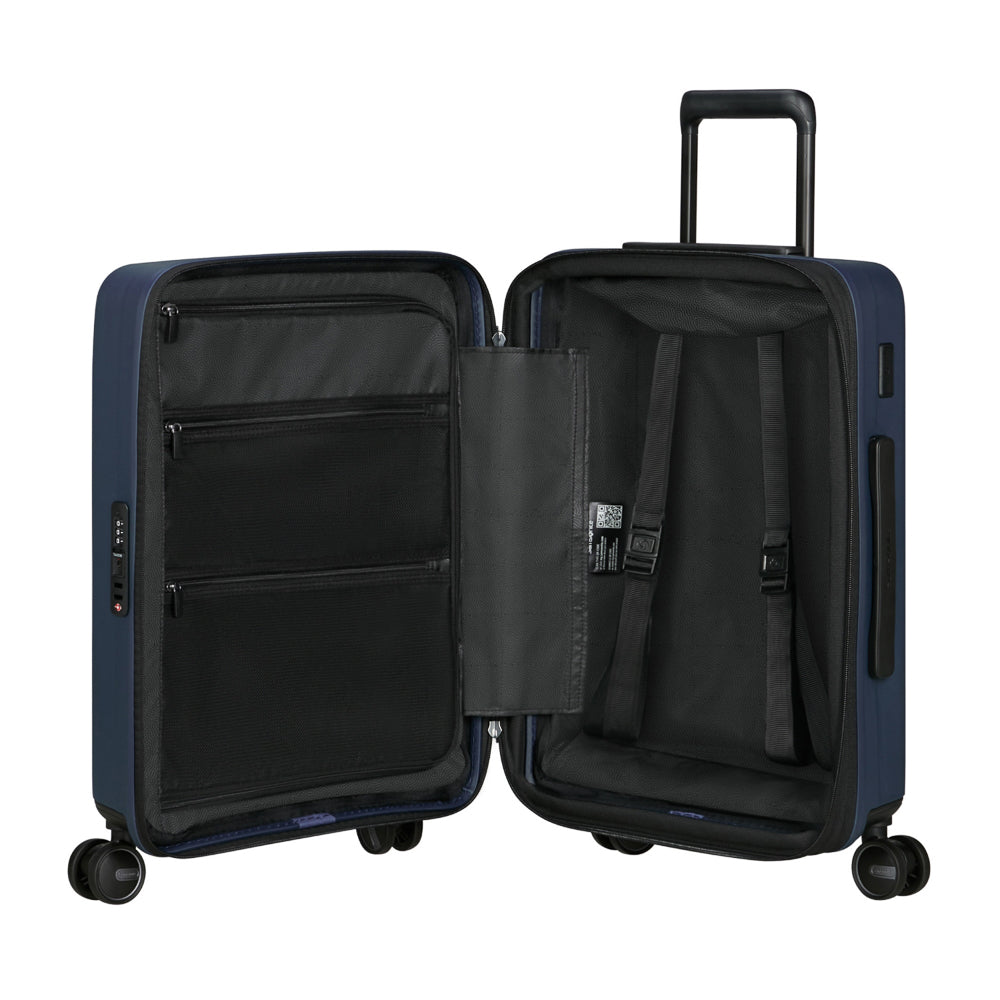 Samsonite 55cm Easy Access Cabin Suitcase in Midnight color, featuring a sleek design and convenient handles.