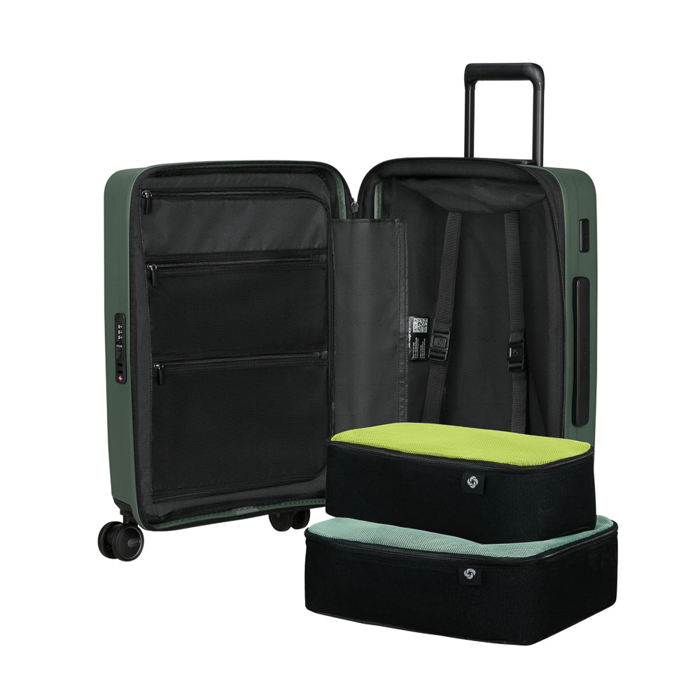 55cm Easy Access Cabin Suitcase by Samsonite in sage green, featuring a sleek design and durable exterior.