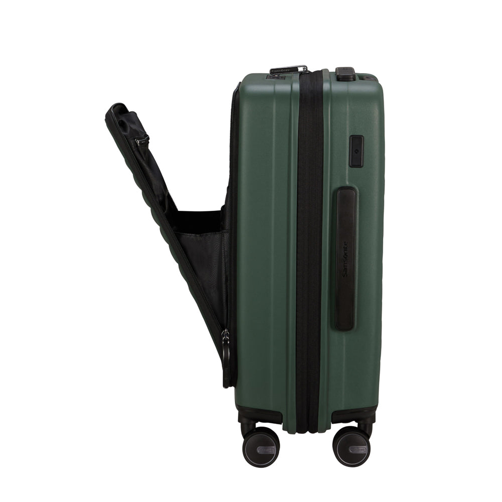55cm Easy Access Cabin Suitcase by Samsonite in sage color, featuring a sleek design and durable wheels for travel convenience.