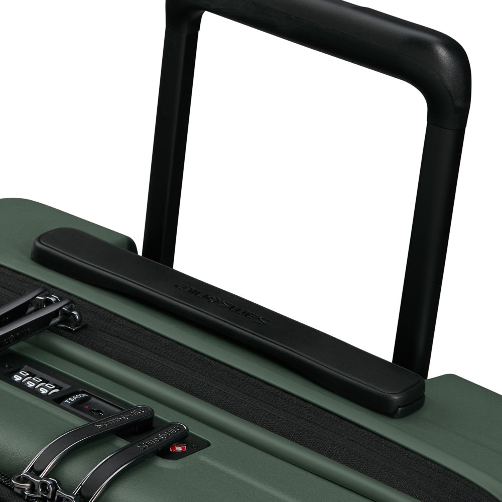 55cm Easy Access Cabin Suitcase by Samsonite in sage color, showcasing a sleek design with multiple compartments and wheels.