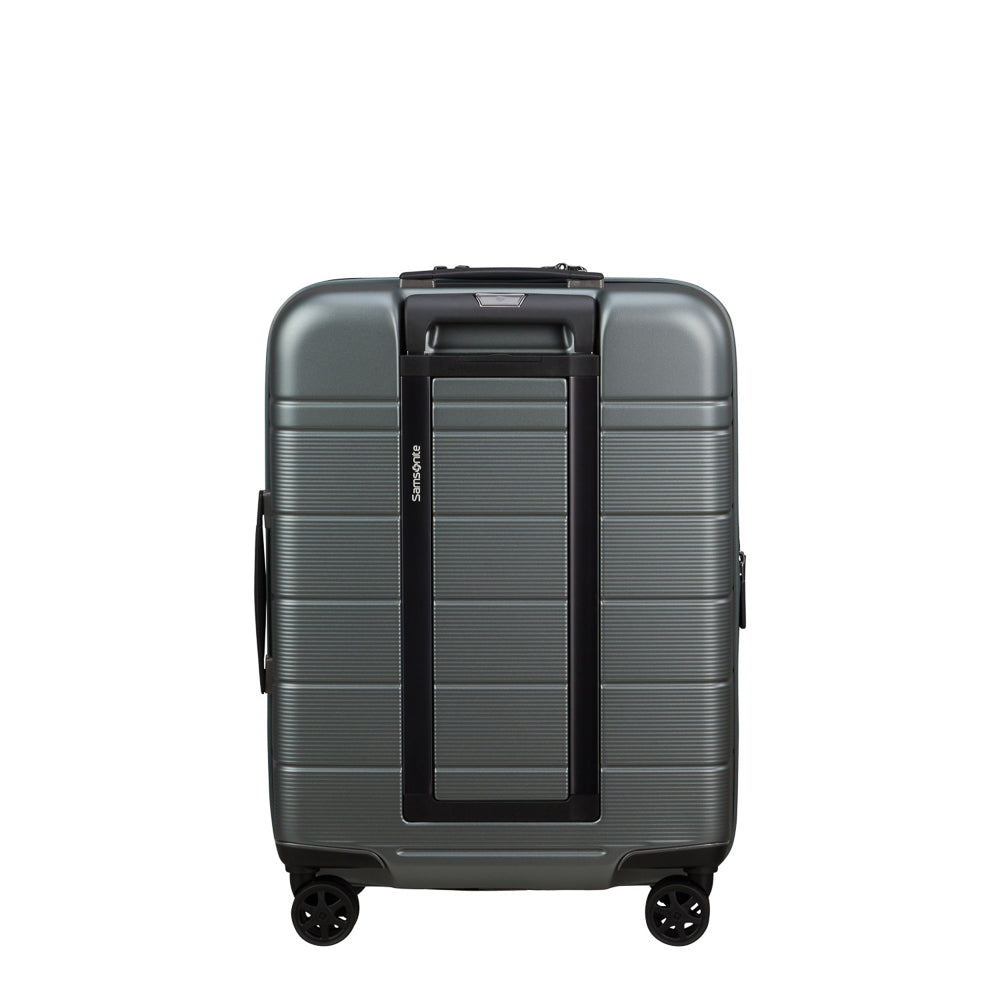 55cm expandable spinner suitcase in sage khaki by Samsonite, featuring easy access design and durable construction.