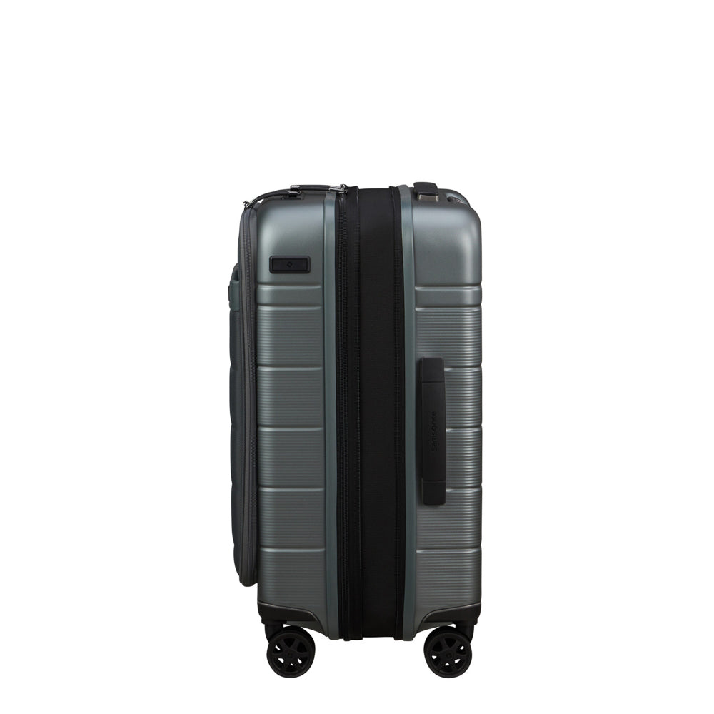 55cm expandable spinner suitcase in sage khaki by Samsonite, featuring easy access design and durable construction.