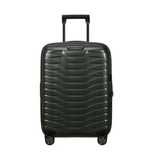 55cm Proxis expandable cabin spinner suitcase in climbing ivy color, showcasing smooth wheels and spacious interior.