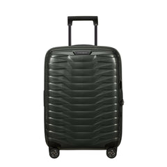 55cm Proxis expandable cabin spinner suitcase in climbing ivy color, showcasing smooth wheels and spacious interior.