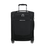 Black 55cm expandable carry-on suitcase from Samsonite Luggage, featuring a sleek design and durable exterior.
