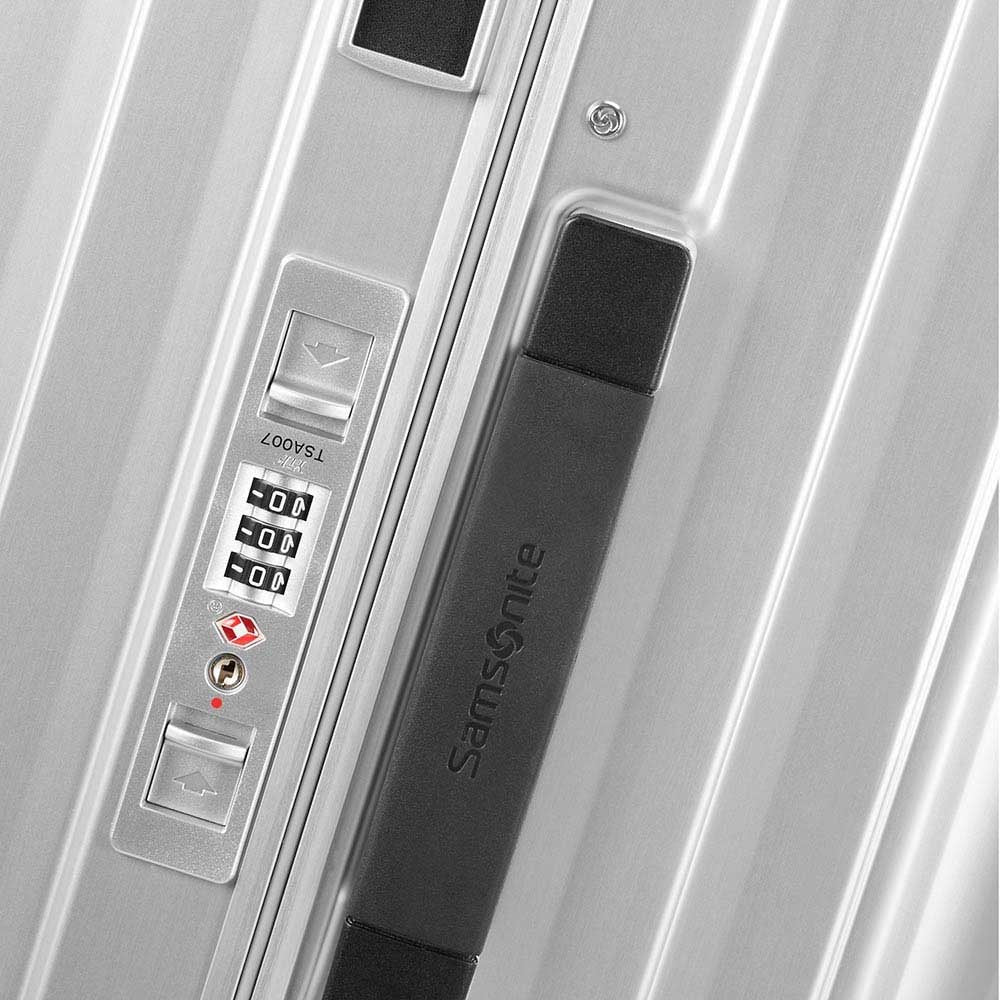 Samsonite Lite-Box Aluminium 69cm check-in suitcase with a sleek design and durable exterior.