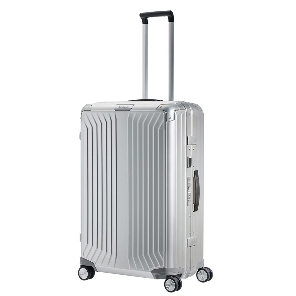 Samsonite Lite-Box Aluminium 76cm spinner suitcase with a sleek design and durable exterior for check-in travel.