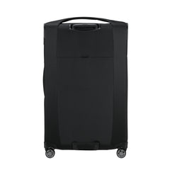 Black 78cm expandable spinner suitcase by Samsonite, featuring smooth wheels and a spacious interior for check-in luggage.