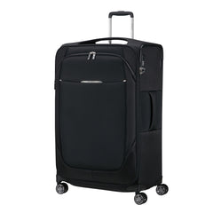 Black 78cm expandable spinner suitcase from Samsonite, featuring smooth wheels and durable exterior for travel convenience.