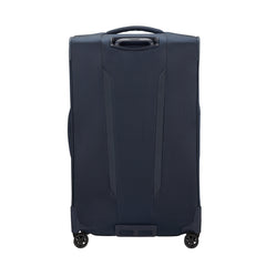 79cm Samsonite Respark spinner suitcase in midnight blue with smooth wheels and durable exterior for check-in travel.