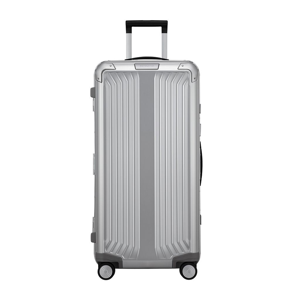 Samsonite Litebox 80cm aluminium check-in suitcase with a sleek design and durable exterior in a modern color.