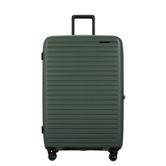 81cm Restackd Spinner Suitcase in sage green, featuring smooth wheels and a durable exterior for easy travel.