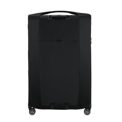 Samsonite Re-Lite 83cm expandable spinner suitcase in black, featuring smooth wheels and spacious interior for travel.