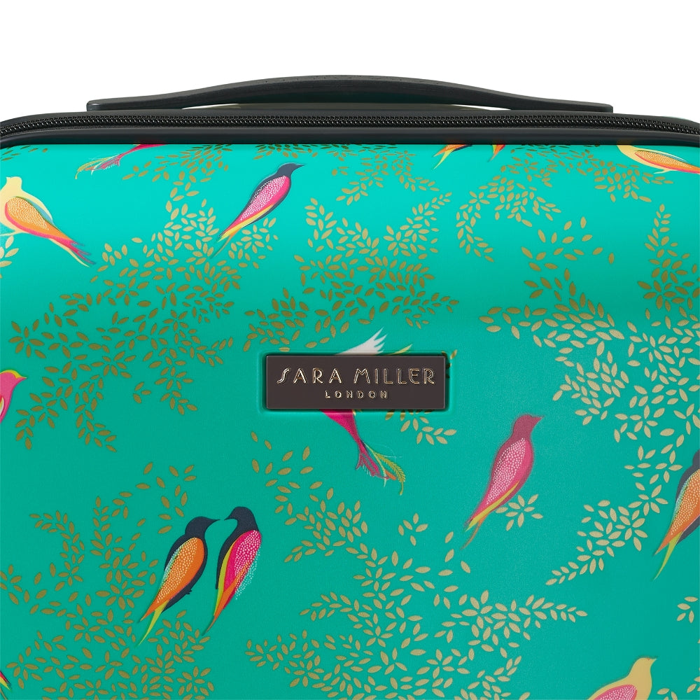 Sara Miller London Small Trolley Spinner Suitcase - Green Birds | Case Luggage
