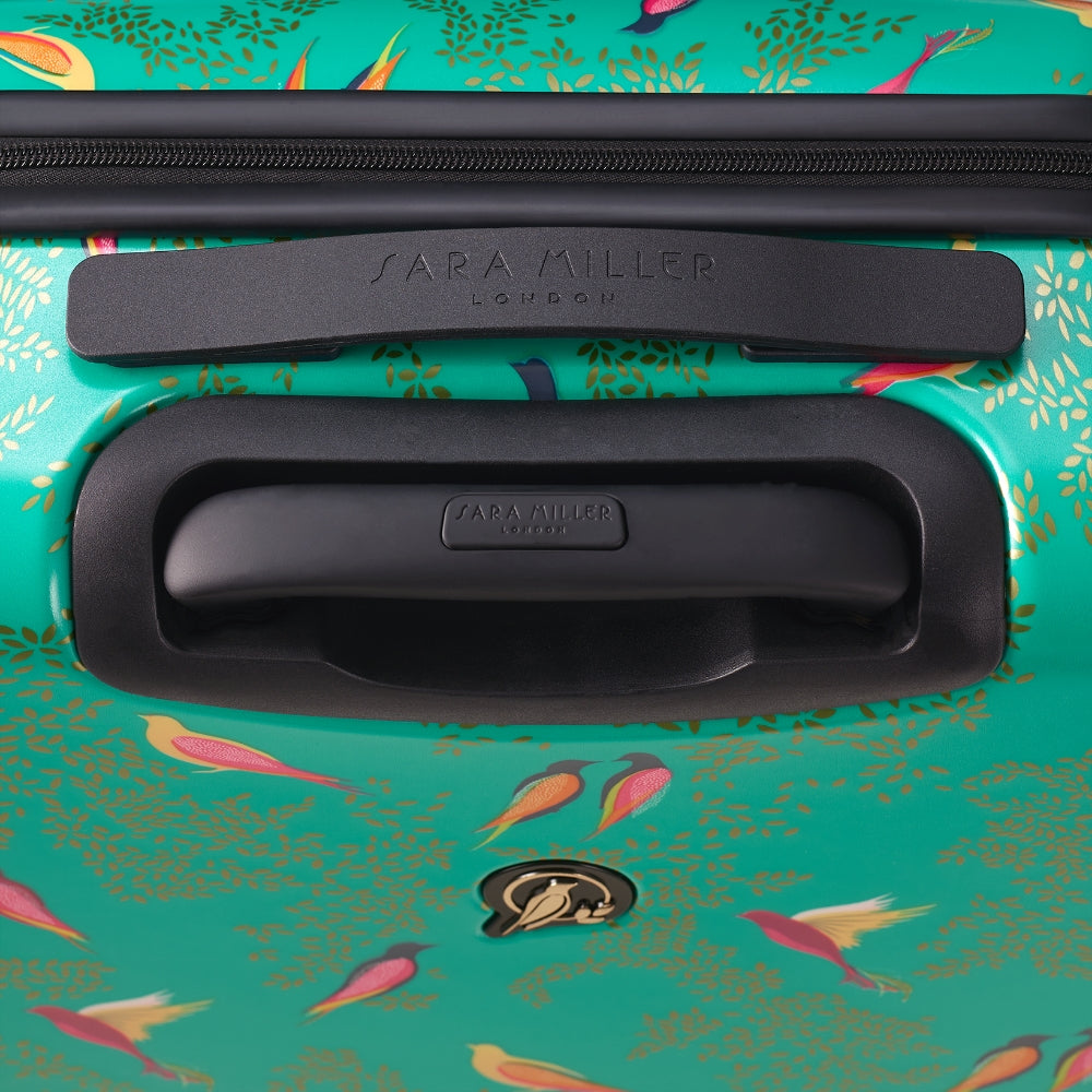 Sara Miller London Small Trolley Spinner Suitcase - Green Birds | Case Luggage