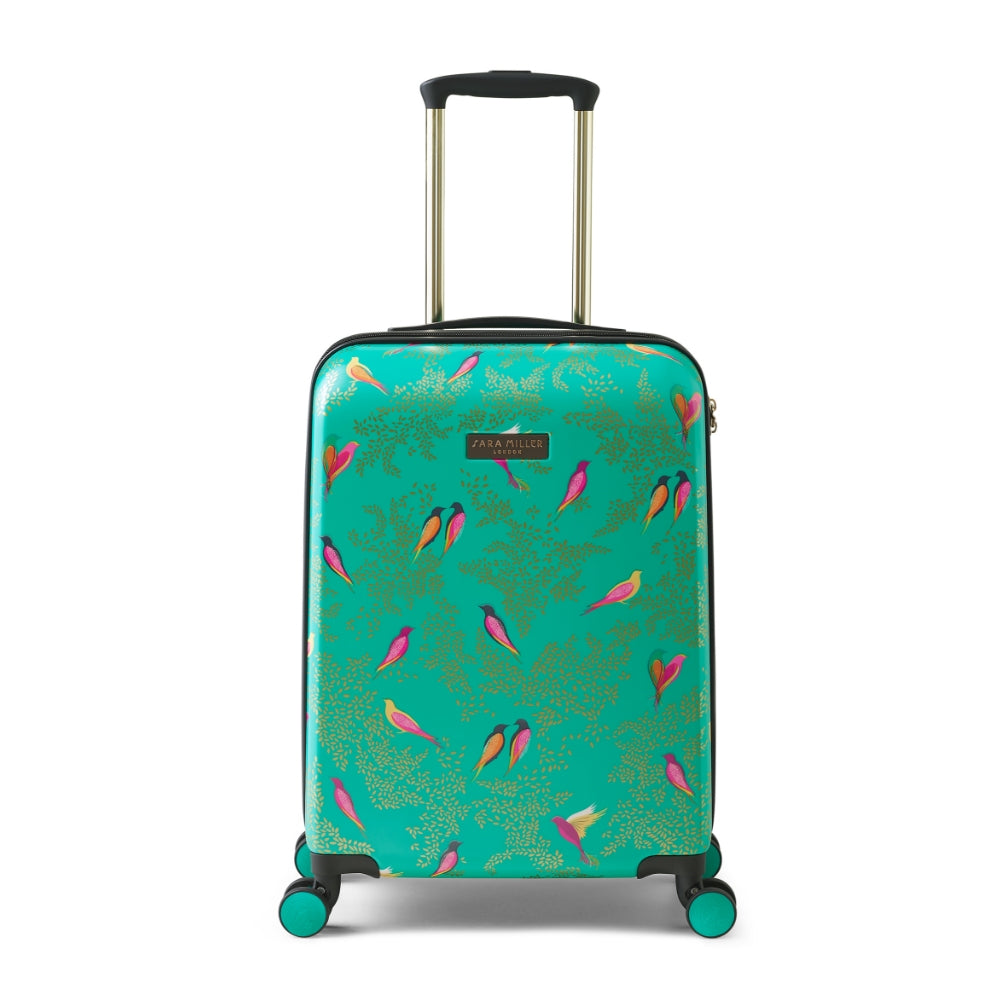 Sara Miller London Small Trolley Spinner Suitcase - Green Birds | Case Luggage