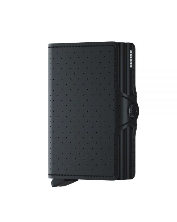 Twin Wallet  - Perforated Black