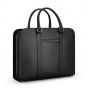 Carl Friedrik Leather Double Palissy Briefcase in Black/Grey