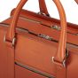 Carl Friedrik Leather Double Palissy Briefcase in Cognac/Grey